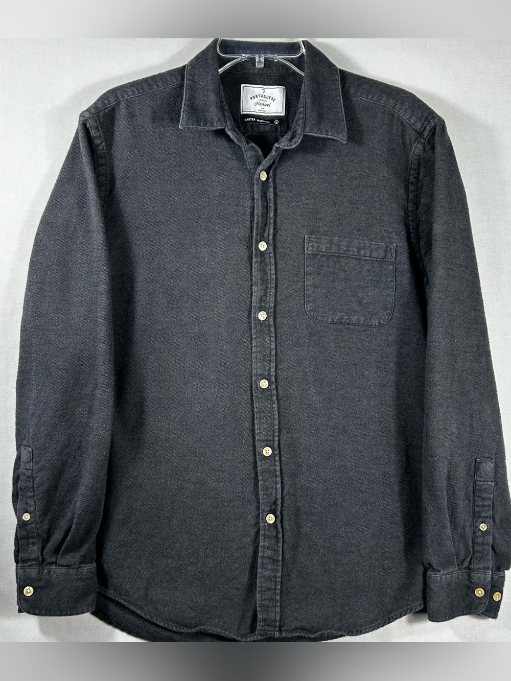 Portuguese Flannel Shirt Mens Large Black Long Sleeve Button Up Master Craftsman